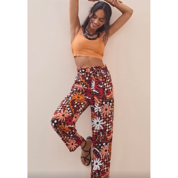 FARM Rio Pants - Farm Rio / Daisy Wide Leg Pants / Size Large